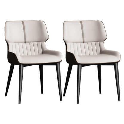 Contemporary Leather Side Chair Wingback Side Chair for Dining Room Beige Coffee 2 Piece Set Clearhalo 'Dining Chairs' 'Dining Tables & Seating' 'dining_chair' 'furn' 'furn_dining_chair' 'Furniture' 'Kitchen & Dining Furniture' 5434514