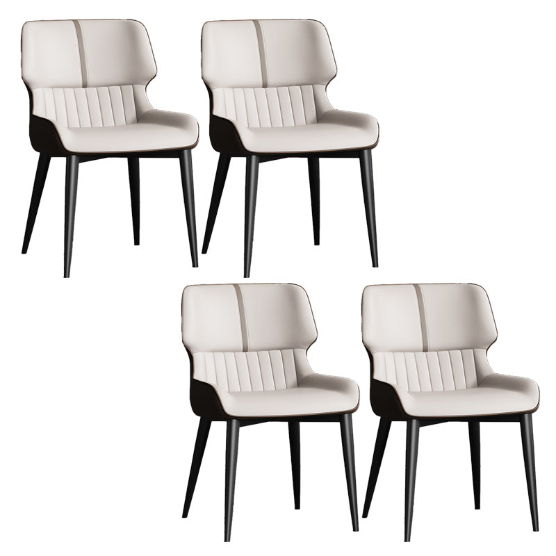 Contemporary Leather Side Chair Wingback Side Chair for Dining Room Beige Coffee 4 Piece Set Clearhalo 'Dining Chairs' 'Dining Tables & Seating' 'dining_chair' 'furn' 'furn_dining_chair' 'Furniture' 'Kitchen & Dining Furniture' 5434515
