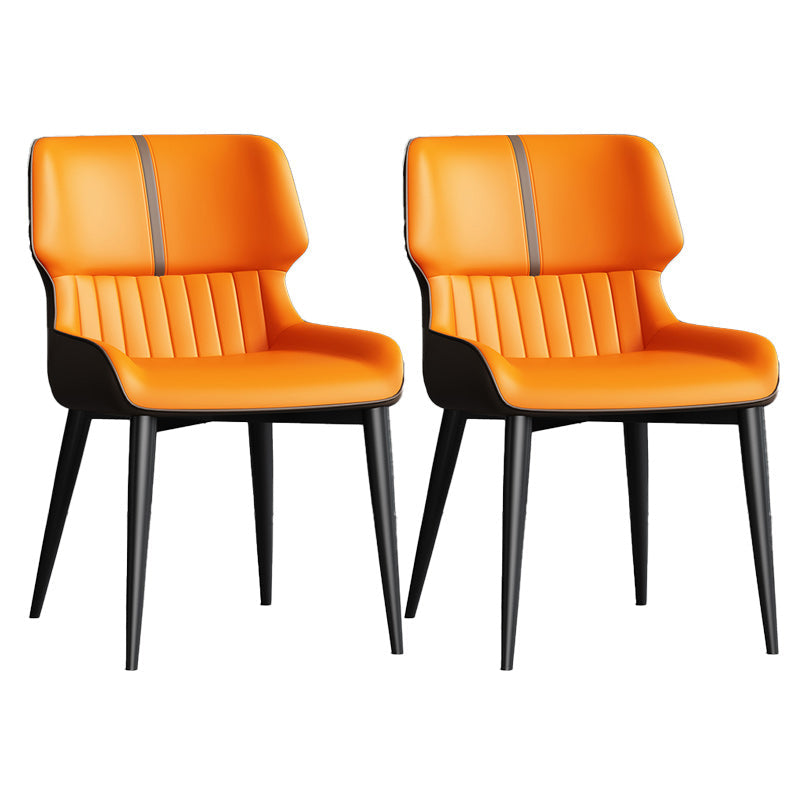 Contemporary Leather Side Chair Wingback Side Chair for Dining Room Coffee Orange 2 Piece Set Clearhalo 'Dining Chairs' 'Dining Tables & Seating' 'dining_chair' 'furn' 'furn_dining_chair' 'Furniture' 'Kitchen & Dining Furniture' 5434518