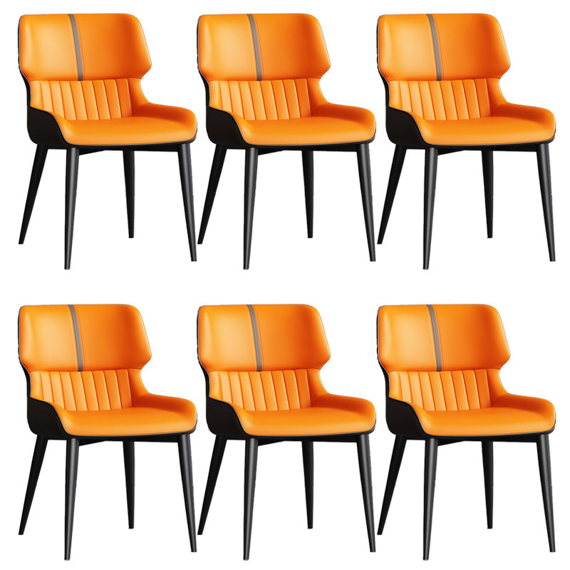 Contemporary Leather Side Chair Wingback Side Chair for Dining Room Coffee Orange 6 Piece Set Clearhalo 'Dining Chairs' 'Dining Tables & Seating' 'dining_chair' 'furn' 'furn_dining_chair' 'Furniture' 'Kitchen & Dining Furniture' 5434520