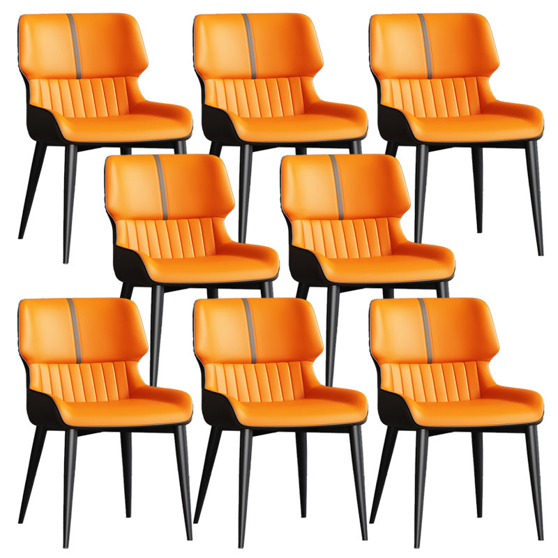 Contemporary Leather Side Chair Wingback Side Chair for Dining Room Coffee Orange 8 Piece Set Clearhalo 'Dining Chairs' 'Dining Tables & Seating' 'dining_chair' 'furn' 'furn_dining_chair' 'Furniture' 'Kitchen & Dining Furniture' 5434521