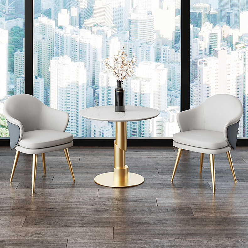 Glam Faux Leather Dining Chair Wingback Side Chair in Matte Finish