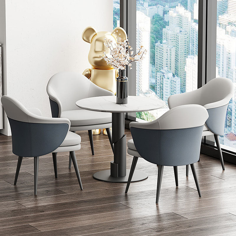 Glam Faux Leather Dining Chair Wingback Side Chair in Matte Finish