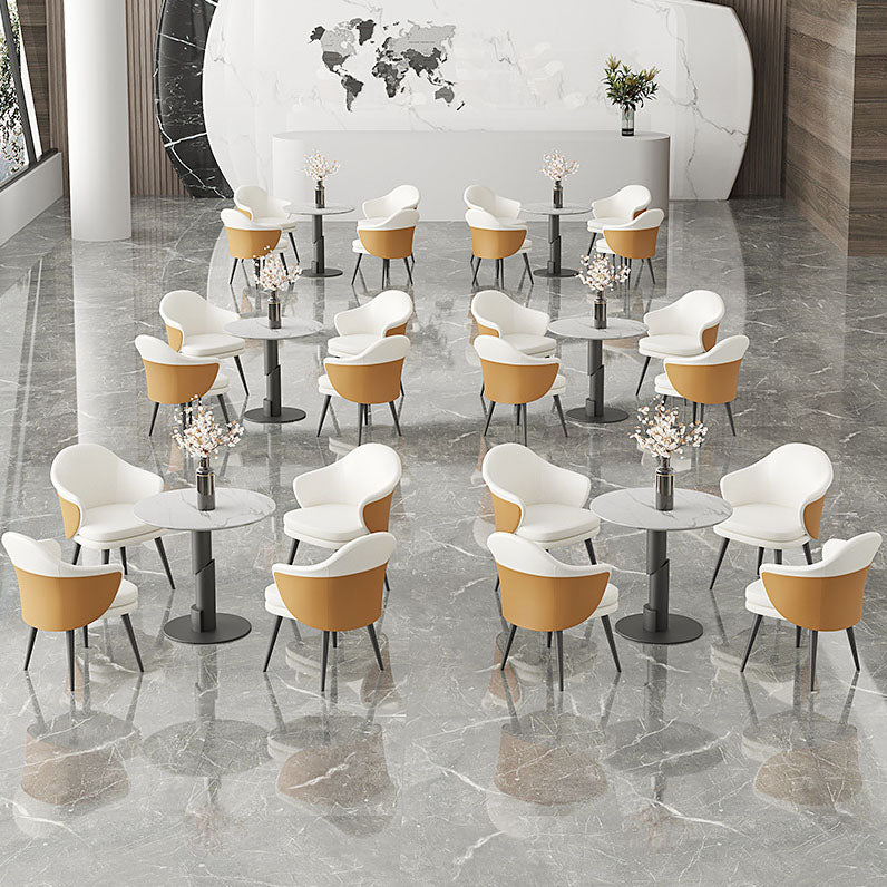 Glam Faux Leather Dining Chair Wingback Side Chair in Matte Finish