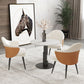 Glam Faux Leather Dining Chair Wingback Side Chair in Matte Finish