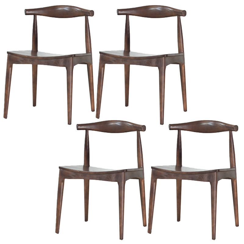 Solid Wood Open Back Side Chair Industrial Dining Side Chair Walnut 4 Piece Set Clearhalo 'Dining Chairs' 'Dining Tables & Seating' 'dining_chair' 'furn' 'furn_dining_chair' 'Furniture' 'Kitchen & Dining Furniture' 5434879