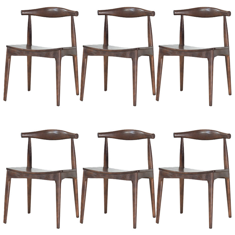 Solid Wood Open Back Side Chair Industrial Dining Side Chair Walnut 6 Piece Set Clearhalo 'Dining Chairs' 'Dining Tables & Seating' 'dining_chair' 'furn' 'furn_dining_chair' 'Furniture' 'Kitchen & Dining Furniture' 5434880