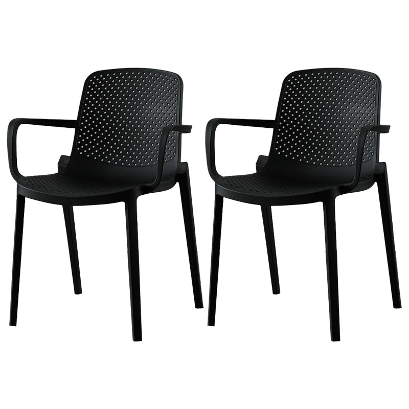 Modern Plastic Chair Parsons Chair in Matte Finish for Kitchen Black 2 Piece Set Clearhalo 'Dining Chairs' 'Dining Tables & Seating' 'dining_chair' 'furn' 'furn_dining_chair' 'Furniture' 'Kitchen & Dining Furniture' 5434957