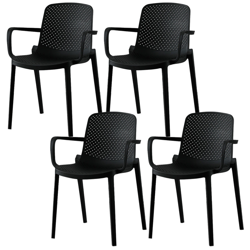 Modern Plastic Chair Parsons Chair in Matte Finish for Kitchen Black 4 Piece Set Clearhalo 'Dining Chairs' 'Dining Tables & Seating' 'dining_chair' 'furn' 'furn_dining_chair' 'Furniture' 'Kitchen & Dining Furniture' 5434958
