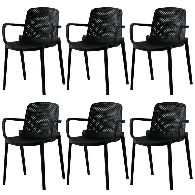 Modern Plastic Chair Parsons Chair in Matte Finish for Kitchen Black 6 Piece Set Clearhalo 'Dining Chairs' 'Dining Tables & Seating' 'dining_chair' 'furn' 'furn_dining_chair' 'Furniture' 'Kitchen & Dining Furniture' 5434960