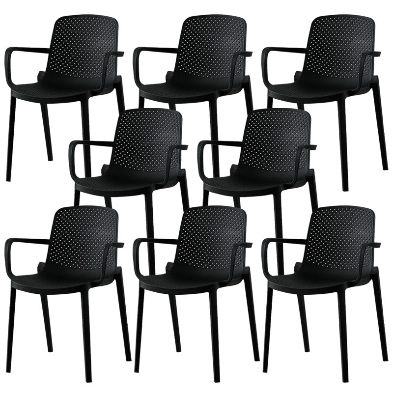 Modern Plastic Chair Parsons Chair in Matte Finish for Kitchen Black 8 Piece Set Clearhalo 'Dining Chairs' 'Dining Tables & Seating' 'dining_chair' 'furn' 'furn_dining_chair' 'Furniture' 'Kitchen & Dining Furniture' 5434962