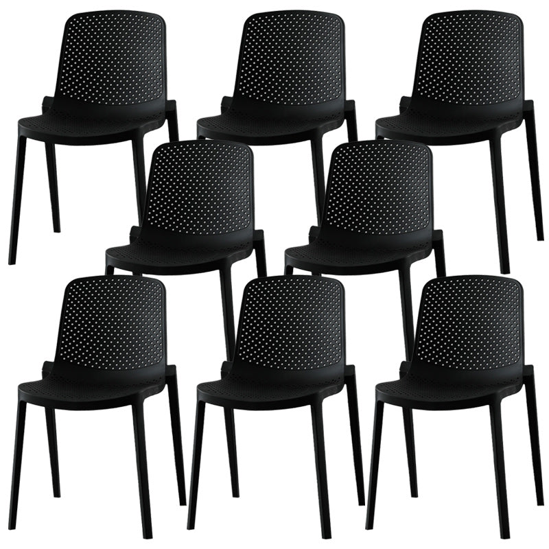 Modern Plastic Chair Parsons Chair in Matte Finish for Kitchen Matte Black 8 Piece Set Clearhalo 'Dining Chairs' 'Dining Tables & Seating' 'dining_chair' 'furn' 'furn_dining_chair' 'Furniture' 'Kitchen & Dining Furniture' 5434970
