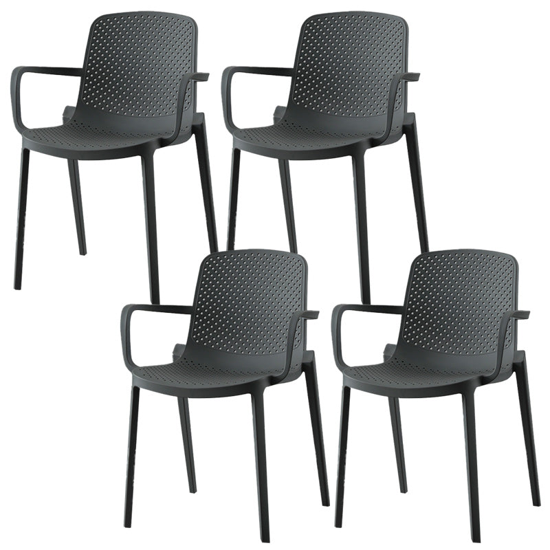 Modern Plastic Chair Parsons Chair in Matte Finish for Kitchen Grey 4 Piece Set Clearhalo 'Dining Chairs' 'Dining Tables & Seating' 'dining_chair' 'furn' 'furn_dining_chair' 'Furniture' 'Kitchen & Dining Furniture' 5434975