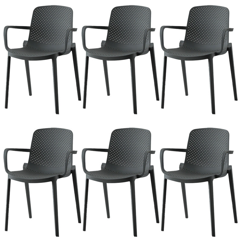 Modern Plastic Chair Parsons Chair in Matte Finish for Kitchen Grey 6 Piece Set Clearhalo 'Dining Chairs' 'Dining Tables & Seating' 'dining_chair' 'furn' 'furn_dining_chair' 'Furniture' 'Kitchen & Dining Furniture' 5434977