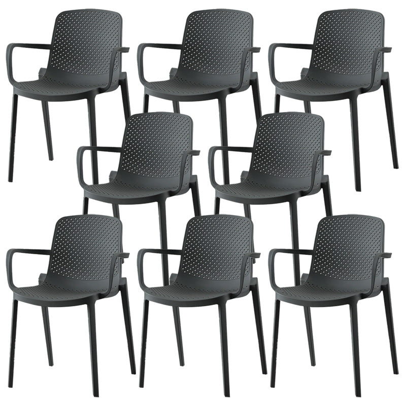 Modern Plastic Chair Parsons Chair in Matte Finish for Kitchen Grey 8 Piece Set Clearhalo 'Dining Chairs' 'Dining Tables & Seating' 'dining_chair' 'furn' 'furn_dining_chair' 'Furniture' 'Kitchen & Dining Furniture' 5434978