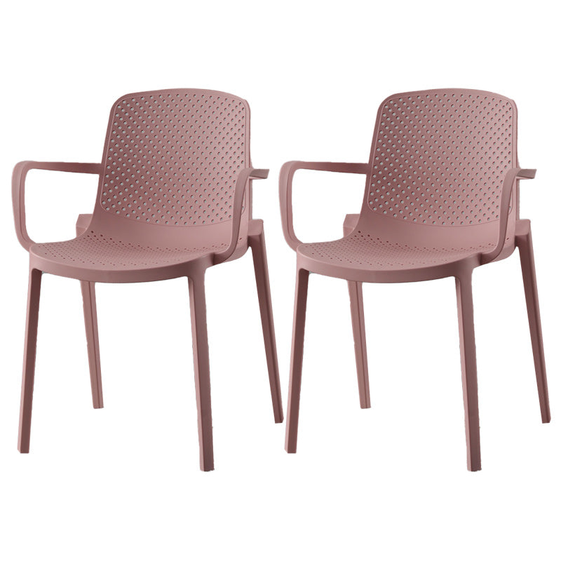 Modern Plastic Chair Parsons Chair in Matte Finish for Kitchen Pink 2 Piece Set Clearhalo 'Dining Chairs' 'Dining Tables & Seating' 'dining_chair' 'furn' 'furn_dining_chair' 'Furniture' 'Kitchen & Dining Furniture' 5434987