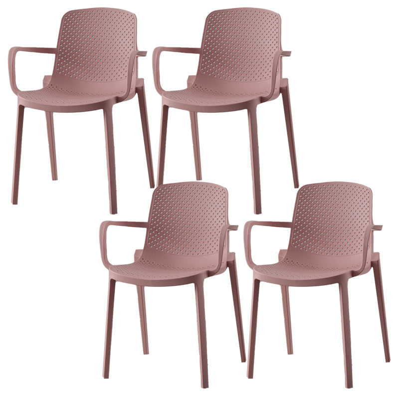Modern Plastic Chair Parsons Chair in Matte Finish for Kitchen Pink 4 Piece Set Clearhalo 'Dining Chairs' 'Dining Tables & Seating' 'dining_chair' 'furn' 'furn_dining_chair' 'Furniture' 'Kitchen & Dining Furniture' 5434988
