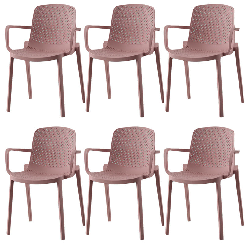 Modern Plastic Chair Parsons Chair in Matte Finish for Kitchen Pink 6 Piece Set Clearhalo 'Dining Chairs' 'Dining Tables & Seating' 'dining_chair' 'furn' 'furn_dining_chair' 'Furniture' 'Kitchen & Dining Furniture' 5434989