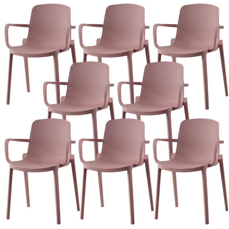 Modern Plastic Chair Parsons Chair in Matte Finish for Kitchen Pink 8 Piece Set Clearhalo 'Dining Chairs' 'Dining Tables & Seating' 'dining_chair' 'furn' 'furn_dining_chair' 'Furniture' 'Kitchen & Dining Furniture' 5434990