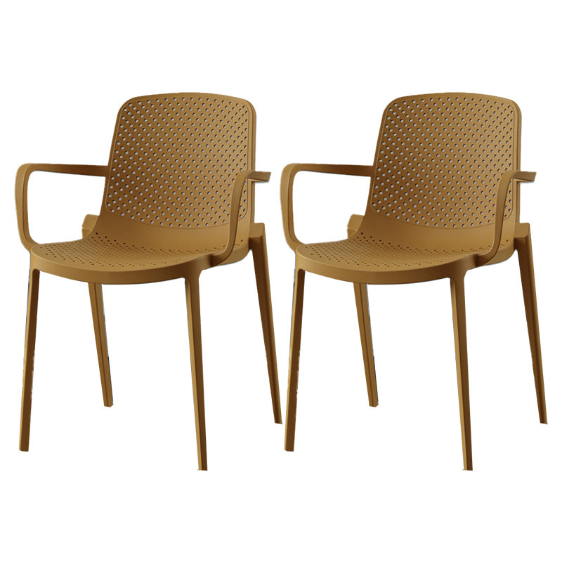 Modern Plastic Chair Parsons Chair in Matte Finish for Kitchen Yellow 2 Piece Set Clearhalo 'Dining Chairs' 'Dining Tables & Seating' 'dining_chair' 'furn' 'furn_dining_chair' 'Furniture' 'Kitchen & Dining Furniture' 5434991