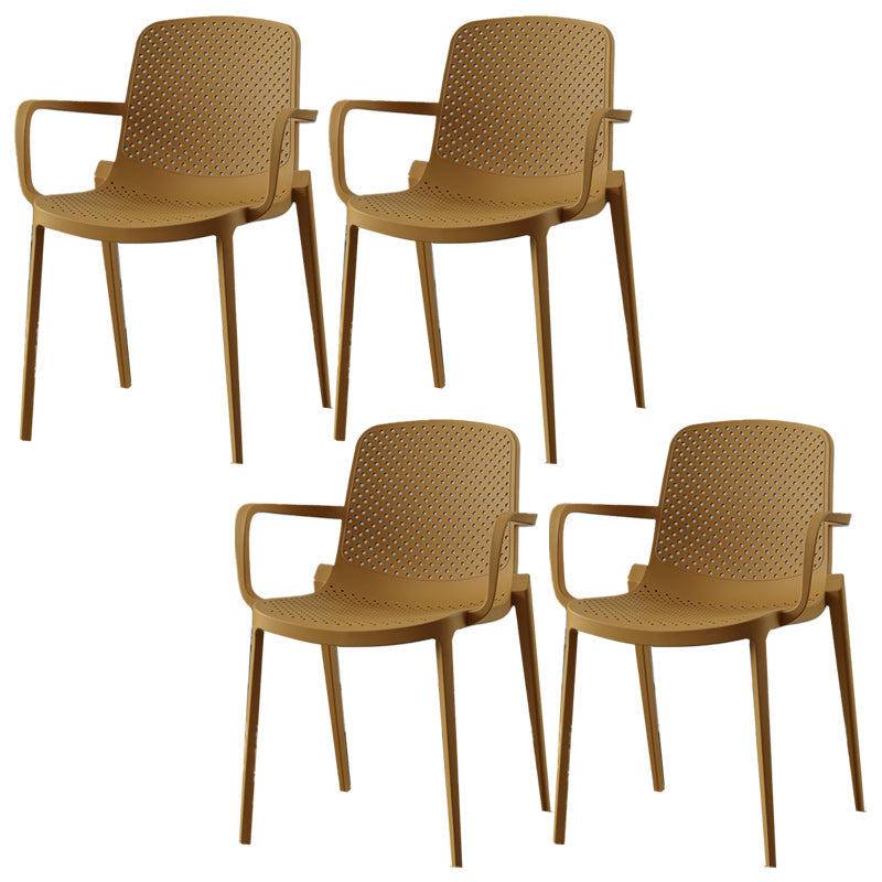 Modern Plastic Chair Parsons Chair in Matte Finish for Kitchen Yellow 4 Piece Set Clearhalo 'Dining Chairs' 'Dining Tables & Seating' 'dining_chair' 'furn' 'furn_dining_chair' 'Furniture' 'Kitchen & Dining Furniture' 5434992