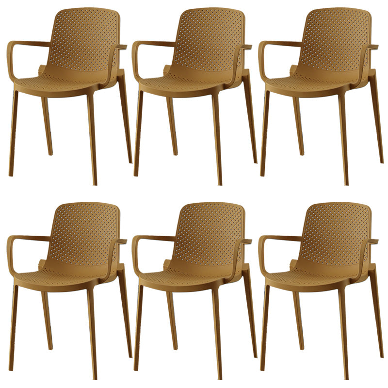 Modern Plastic Chair Parsons Chair in Matte Finish for Kitchen Yellow 6 Piece Set Clearhalo 'Dining Chairs' 'Dining Tables & Seating' 'dining_chair' 'furn' 'furn_dining_chair' 'Furniture' 'Kitchen & Dining Furniture' 5434993