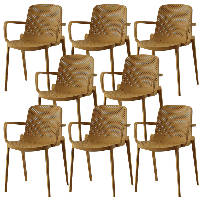 Modern Plastic Chair Parsons Chair in Matte Finish for Kitchen Yellow 8 Piece Set Clearhalo 'Dining Chairs' 'Dining Tables & Seating' 'dining_chair' 'furn' 'furn_dining_chair' 'Furniture' 'Kitchen & Dining Furniture' 5434994