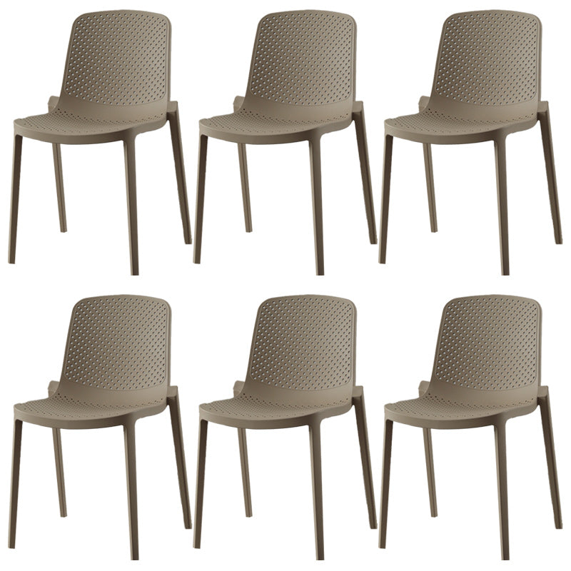 Modern Plastic Chair Parsons Chair in Matte Finish for Kitchen Camel 6 Piece Set Clearhalo 'Dining Chairs' 'Dining Tables & Seating' 'dining_chair' 'furn' 'furn_dining_chair' 'Furniture' 'Kitchen & Dining Furniture' 5435009