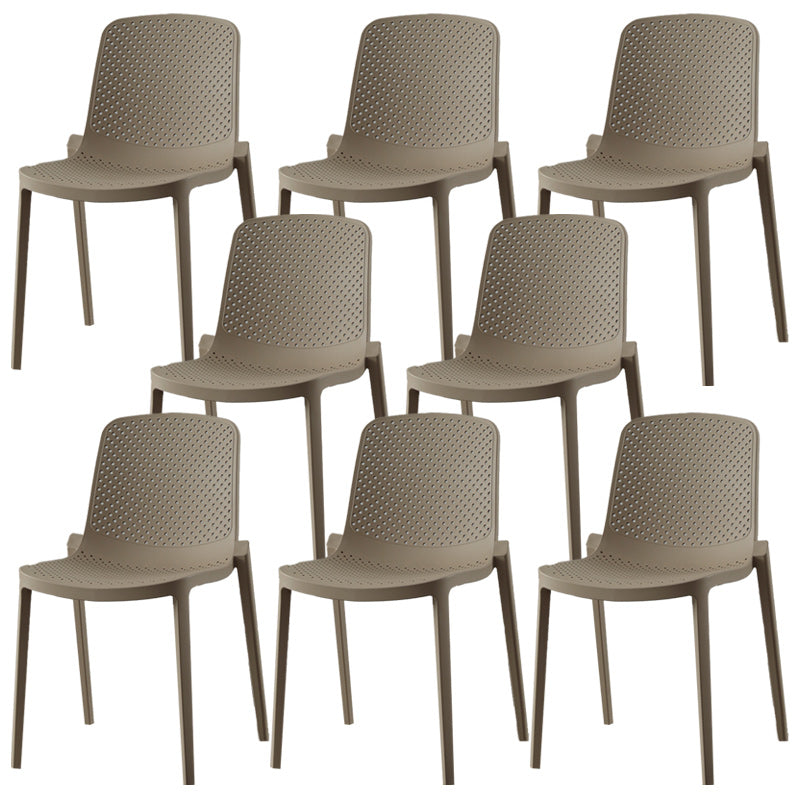 Modern Plastic Chair Parsons Chair in Matte Finish for Kitchen Camel 8 Piece Set Clearhalo 'Dining Chairs' 'Dining Tables & Seating' 'dining_chair' 'furn' 'furn_dining_chair' 'Furniture' 'Kitchen & Dining Furniture' 5435010