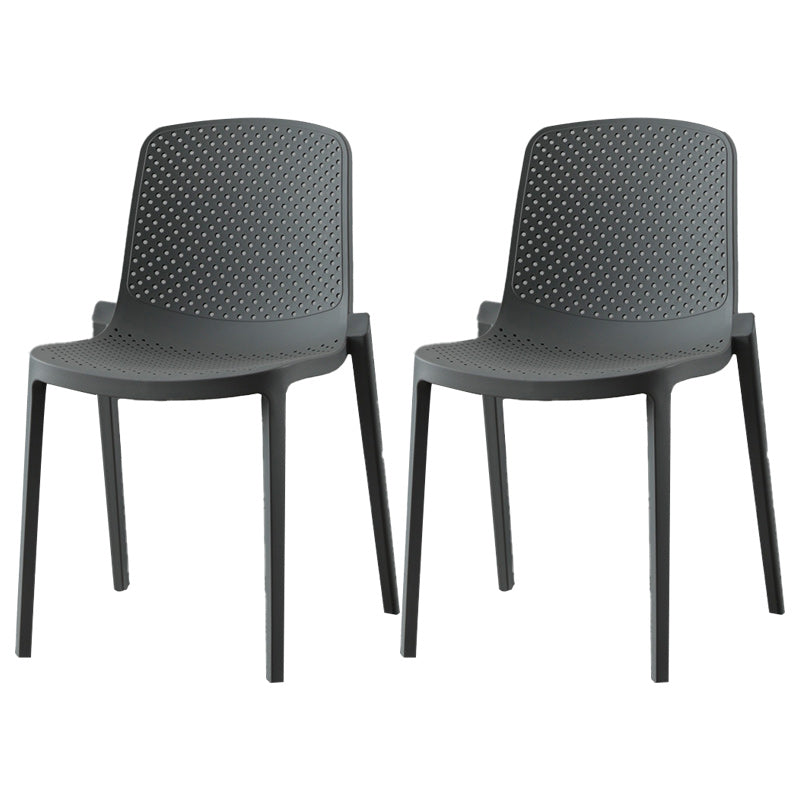 Modern Plastic Chair Parsons Chair in Matte Finish for Kitchen White-Gray 2 Piece Set Clearhalo 'Dining Chairs' 'Dining Tables & Seating' 'dining_chair' 'furn' 'furn_dining_chair' 'Furniture' 'Kitchen & Dining Furniture' 5435015