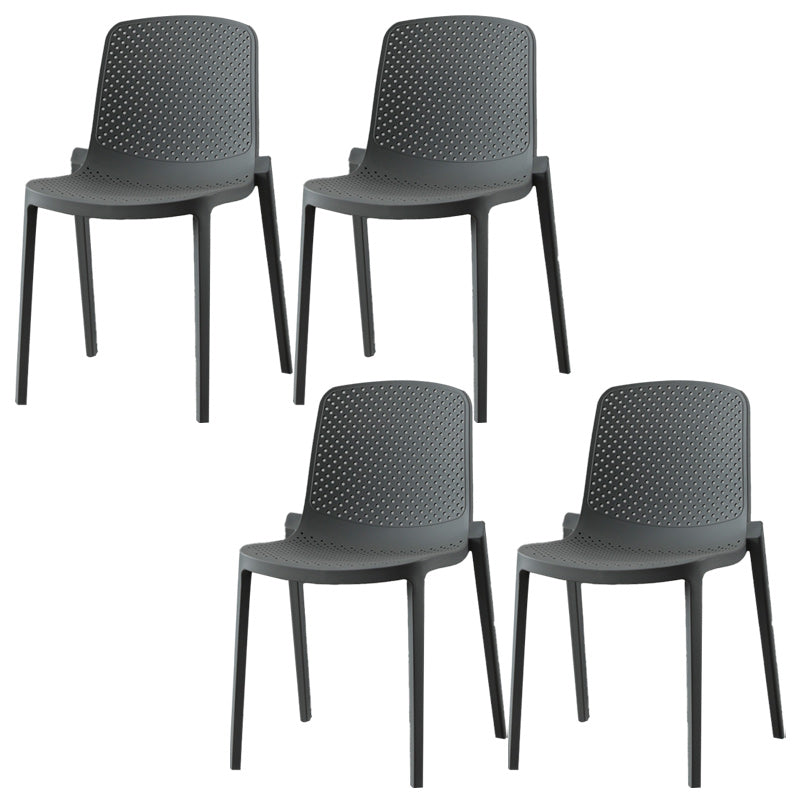 Modern Plastic Chair Parsons Chair in Matte Finish for Kitchen White-Gray 4 Piece Set Clearhalo 'Dining Chairs' 'Dining Tables & Seating' 'dining_chair' 'furn' 'furn_dining_chair' 'Furniture' 'Kitchen & Dining Furniture' 5435016