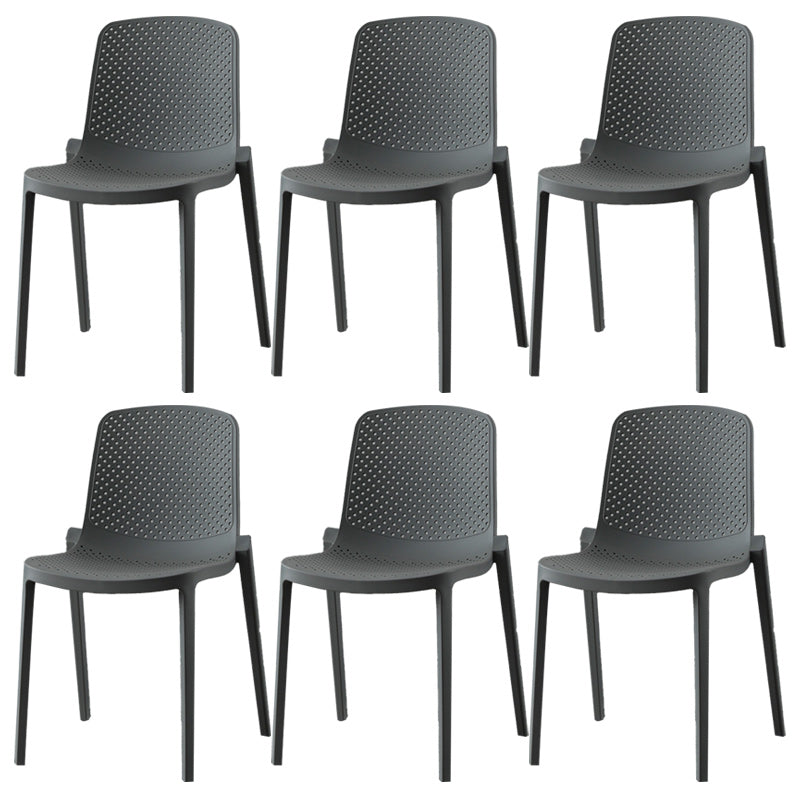 Modern Plastic Chair Parsons Chair in Matte Finish for Kitchen White-Gray 6 Piece Set Clearhalo 'Dining Chairs' 'Dining Tables & Seating' 'dining_chair' 'furn' 'furn_dining_chair' 'Furniture' 'Kitchen & Dining Furniture' 5435017