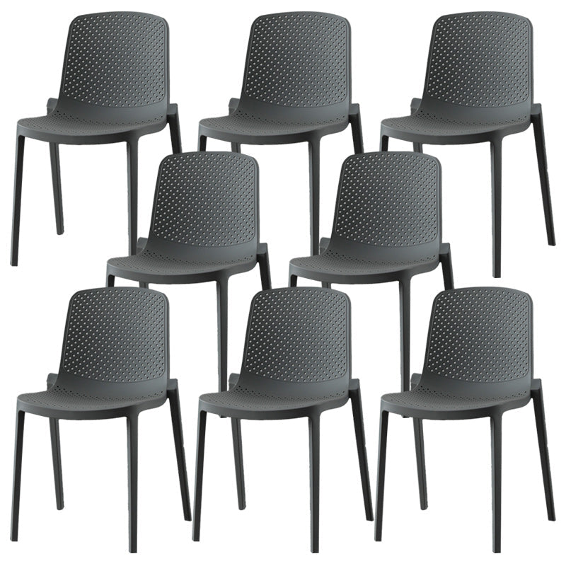 Modern Plastic Chair Parsons Chair in Matte Finish for Kitchen White-Gray 8 Piece Set Clearhalo 'Dining Chairs' 'Dining Tables & Seating' 'dining_chair' 'furn' 'furn_dining_chair' 'Furniture' 'Kitchen & Dining Furniture' 5435018