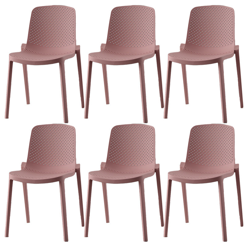 Modern Plastic Chair Parsons Chair in Matte Finish for Kitchen Gray-Pink 6 Piece Set Clearhalo 'Dining Chairs' 'Dining Tables & Seating' 'dining_chair' 'furn' 'furn_dining_chair' 'Furniture' 'Kitchen & Dining Furniture' 5435025
