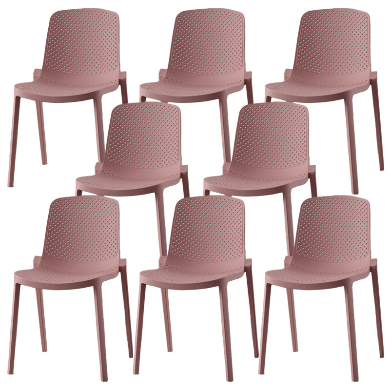 Modern Plastic Chair Parsons Chair in Matte Finish for Kitchen Gray-Pink 8 Piece Set Clearhalo 'Dining Chairs' 'Dining Tables & Seating' 'dining_chair' 'furn' 'furn_dining_chair' 'Furniture' 'Kitchen & Dining Furniture' 5435026
