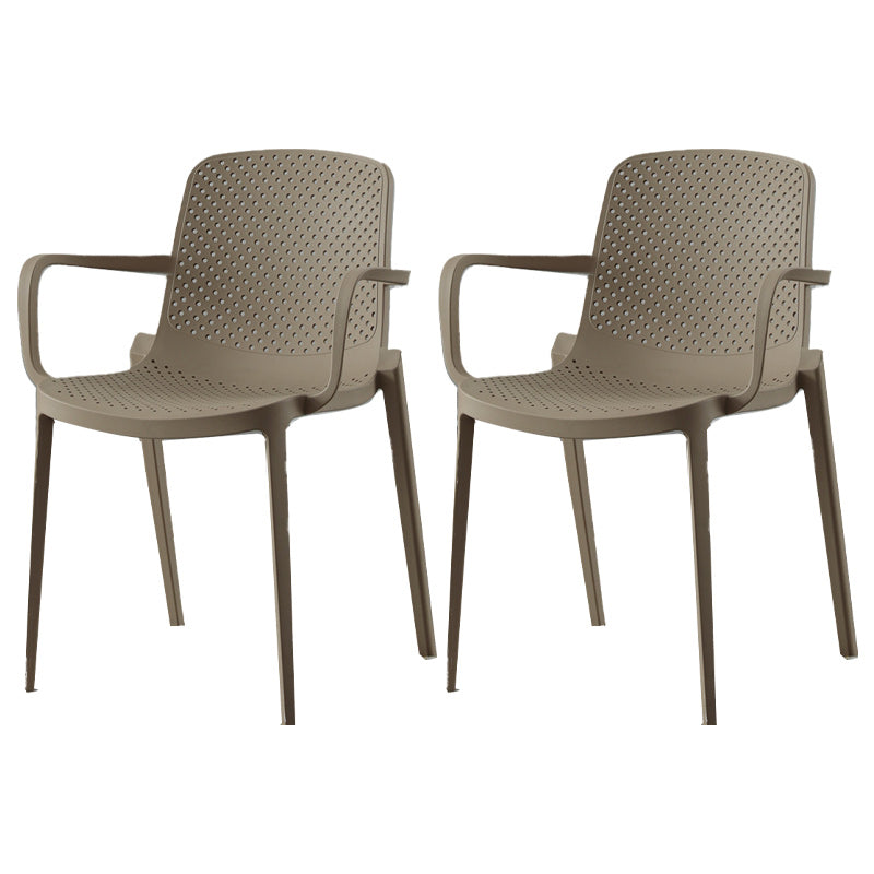 Modern Plastic Chair Parsons Chair in Matte Finish for Kitchen Dark Camel 2 Piece Set Clearhalo 'Dining Chairs' 'Dining Tables & Seating' 'dining_chair' 'furn' 'furn_dining_chair' 'Furniture' 'Kitchen & Dining Furniture' 5435027