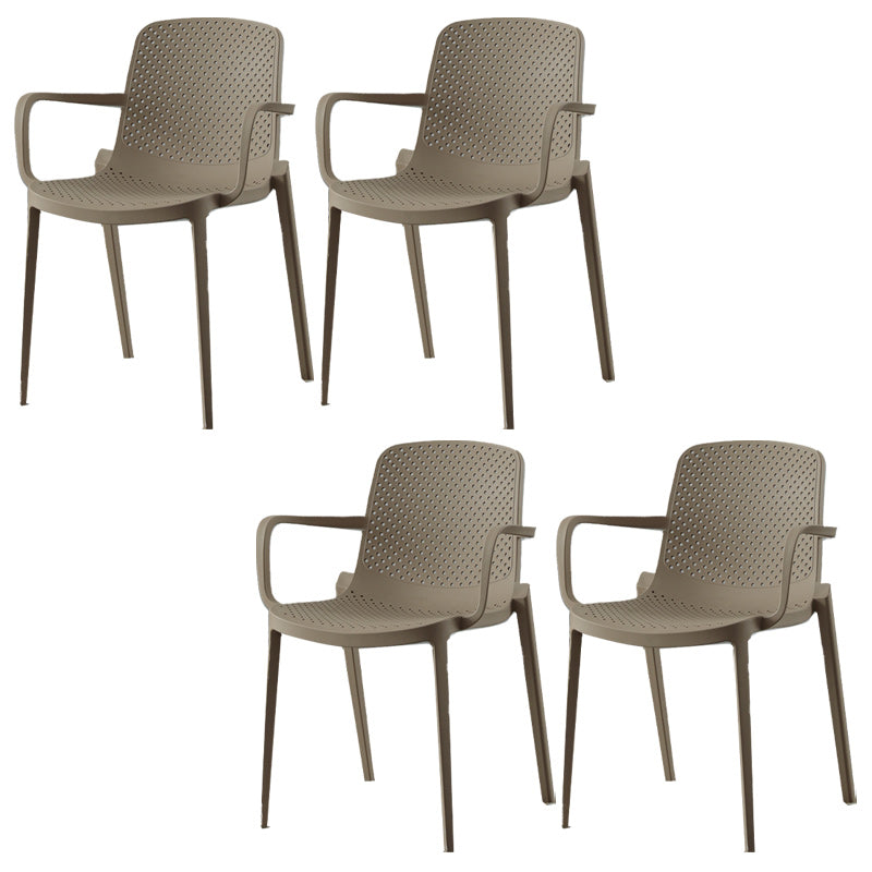 Modern Plastic Chair Parsons Chair in Matte Finish for Kitchen Dark Camel 4 Piece Set Clearhalo 'Dining Chairs' 'Dining Tables & Seating' 'dining_chair' 'furn' 'furn_dining_chair' 'Furniture' 'Kitchen & Dining Furniture' 5435028