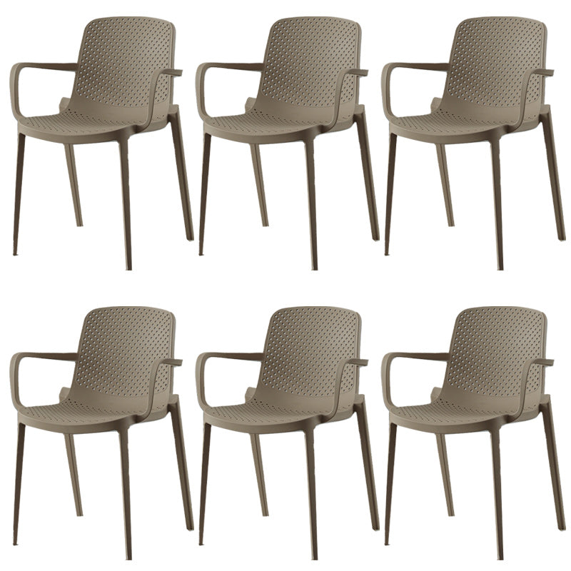 Modern Plastic Chair Parsons Chair in Matte Finish for Kitchen Dark Camel 6 Piece Set Clearhalo 'Dining Chairs' 'Dining Tables & Seating' 'dining_chair' 'furn' 'furn_dining_chair' 'Furniture' 'Kitchen & Dining Furniture' 5435029