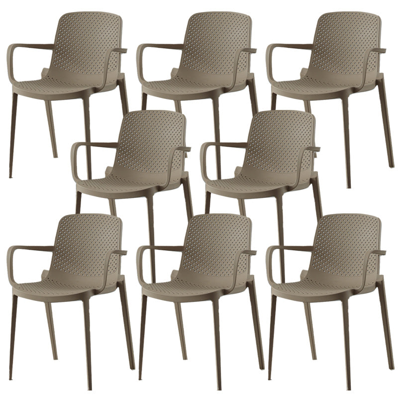 Modern Plastic Chair Parsons Chair in Matte Finish for Kitchen Dark Camel 8 Piece Set Clearhalo 'Dining Chairs' 'Dining Tables & Seating' 'dining_chair' 'furn' 'furn_dining_chair' 'Furniture' 'Kitchen & Dining Furniture' 5435030