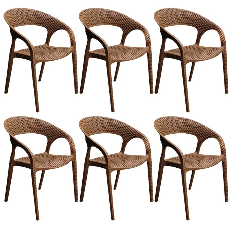 Moderne buitenetstoel open rug plastic eetgelegenheid fauteuil