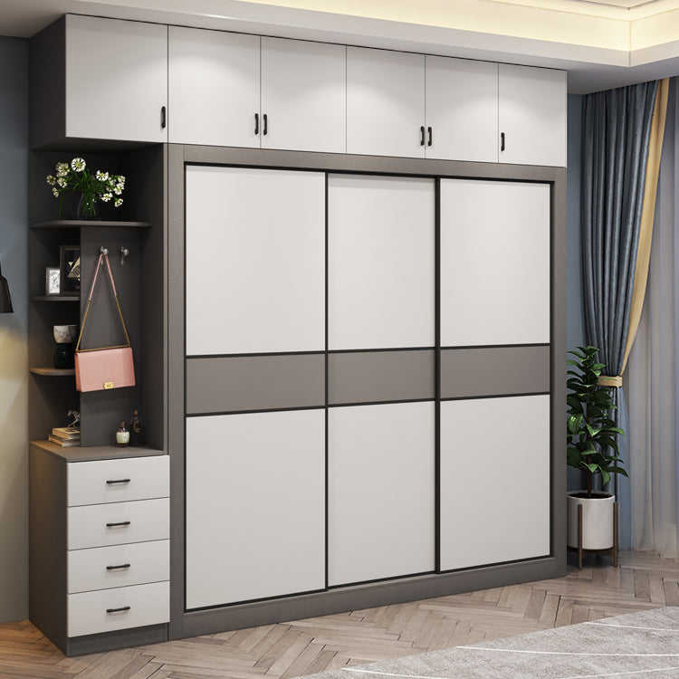 Contemporary Style Wooden Wardrobe White Colour Soft Close Door Wardrobe Closet Clearhalo 'Armoires & Wardrobes' 'armoires_wardrobes' 'Bedroom Furniture' 'furn' 'furn_armoires_wardrobes' 'Furniture' 5435339