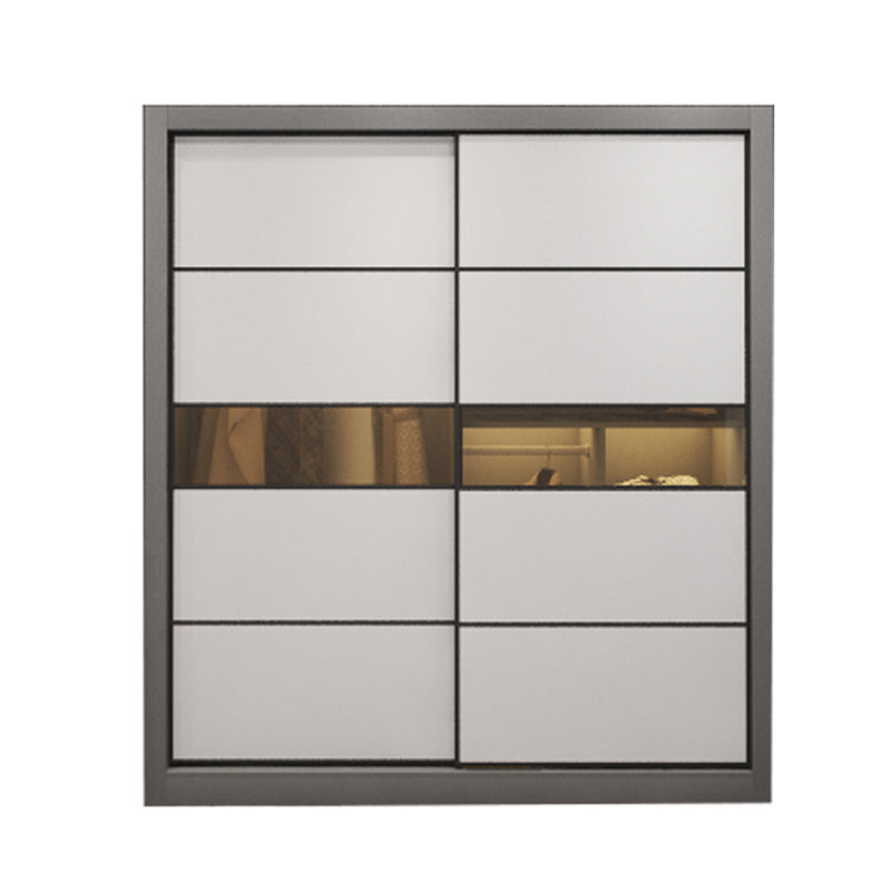 Contemporary Style Wooden Wardrobe White Colour Soft Close Door Wardrobe Closet 55"L x 24"W x 79"H Armoires & Wardrobes Clearhalo 'Armoires & Wardrobes' 'armoires_wardrobes' 'Bedroom Furniture' 'furn' 'furn_armoires_wardrobes' 'Furniture' 5435340