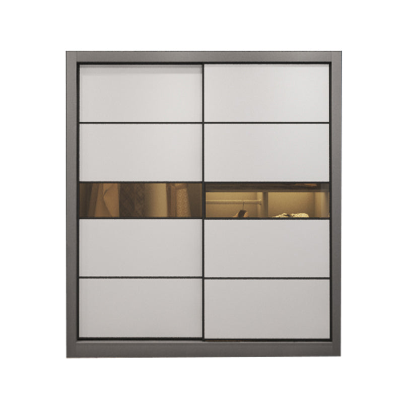 Contemporary Style Wooden Wardrobe White Colour Soft Close Door Wardrobe Closet 63"L x 24"W x 79"H Armoires & Wardrobes Clearhalo 'Armoires & Wardrobes' 'armoires_wardrobes' 'Bedroom Furniture' 'furn' 'furn_armoires_wardrobes' 'Furniture' 5435341