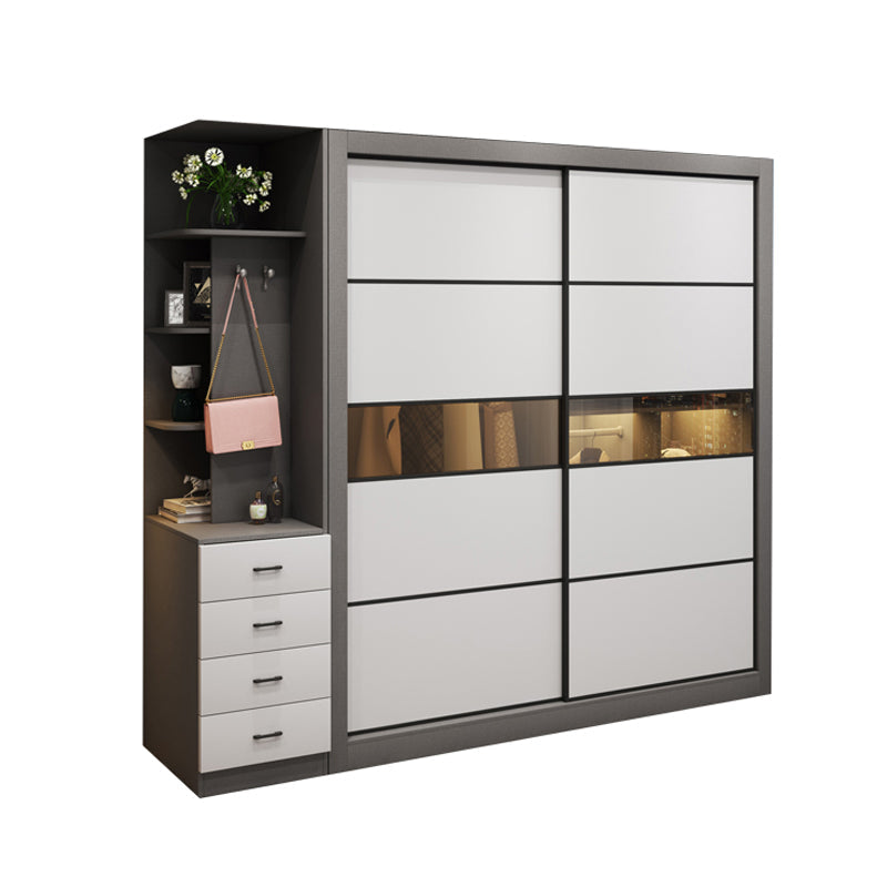 Contemporary Style Wooden Wardrobe White Colour Soft Close Door Wardrobe Closet 47"L x 24"W x 79"H Armoires & Sideboard Clearhalo 'Armoires & Wardrobes' 'armoires_wardrobes' 'Bedroom Furniture' 'furn' 'furn_armoires_wardrobes' 'Furniture' 5435343