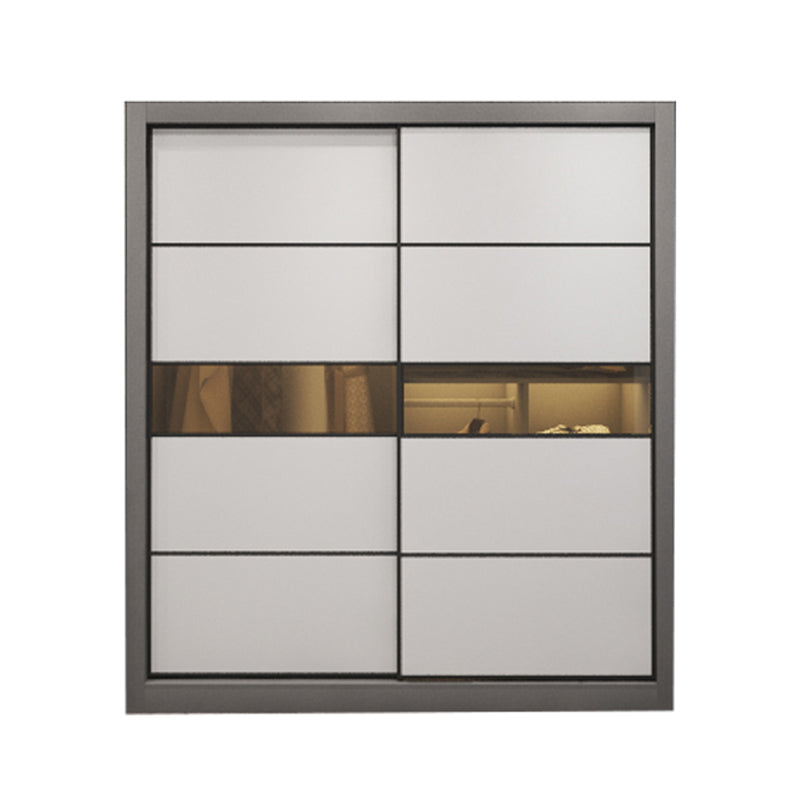 Contemporary Style Wooden Wardrobe White Colour Soft Close Door Wardrobe Closet 71"L x 24"W x 79"H Armoires & Wardrobes Clearhalo 'Armoires & Wardrobes' 'armoires_wardrobes' 'Bedroom Furniture' 'furn' 'furn_armoires_wardrobes' 'Furniture' 5435345