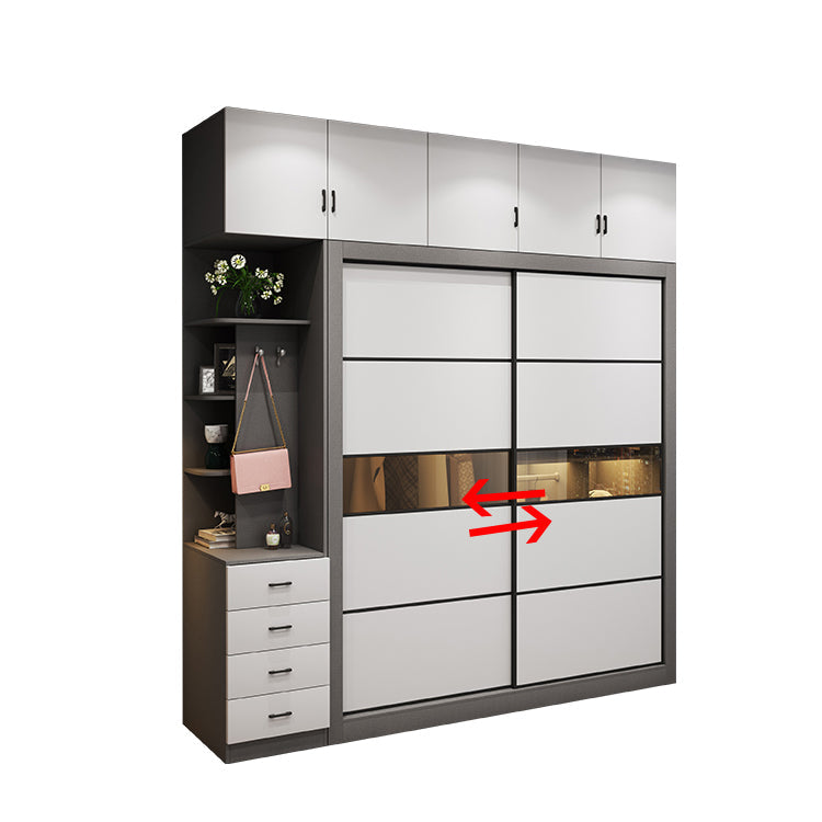 Contemporary Style Wooden Wardrobe White Colour Soft Close Door Wardrobe Closet Clearhalo 'Armoires & Wardrobes' 'armoires_wardrobes' 'Bedroom Furniture' 'furn' 'furn_armoires_wardrobes' 'Furniture' 5435346