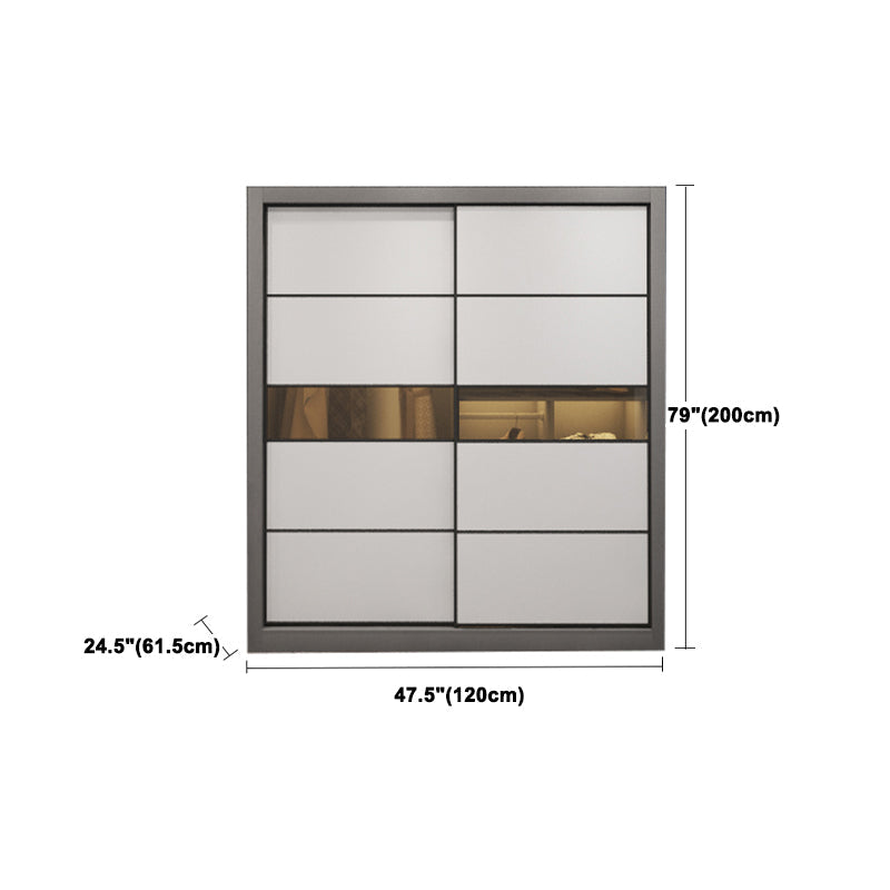 Contemporary Style Wooden Wardrobe White Colour Soft Close Door Wardrobe Closet Clearhalo 'Armoires & Wardrobes' 'armoires_wardrobes' 'Bedroom Furniture' 'furn' 'furn_armoires_wardrobes' 'Furniture' 5435355