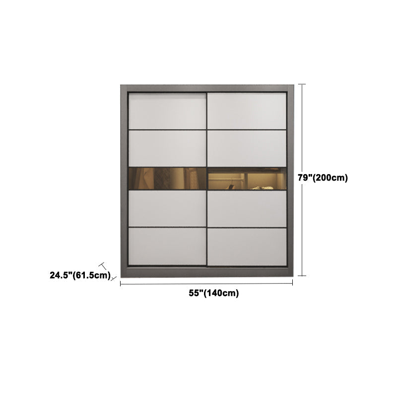 Contemporary Style Wooden Wardrobe White Colour Soft Close Door Wardrobe Closet Clearhalo 'Armoires & Wardrobes' 'armoires_wardrobes' 'Bedroom Furniture' 'furn' 'furn_armoires_wardrobes' 'Furniture' 5435356