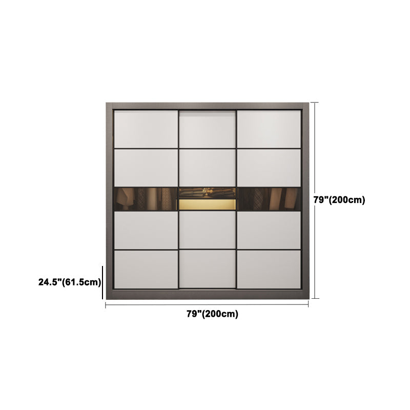 Contemporary Style Wooden Wardrobe White Colour Soft Close Door Wardrobe Closet Clearhalo 'Armoires & Wardrobes' 'armoires_wardrobes' 'Bedroom Furniture' 'furn' 'furn_armoires_wardrobes' 'Furniture' 5435359