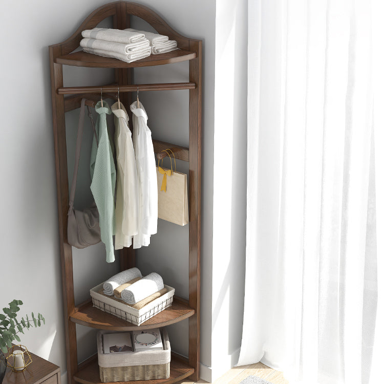 Modern Style Open Armoire Pine Wood Cabinet with Clothing Rod